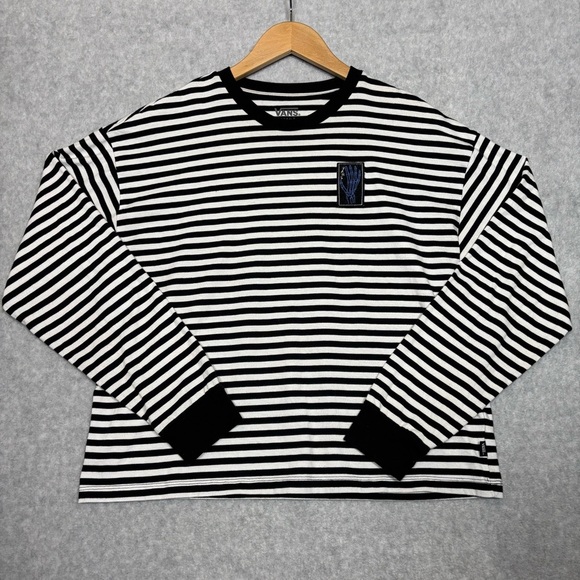 Vans x Breana Geering Skate Striped Long Sleeve Shirt-Black & White-Women Medium - Picture 3 of 8
